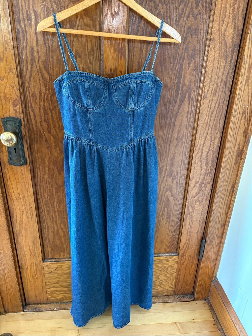 Commense Sweetheart Collar Denim Long Dress Sz Small EUC - Picture 5 of 12